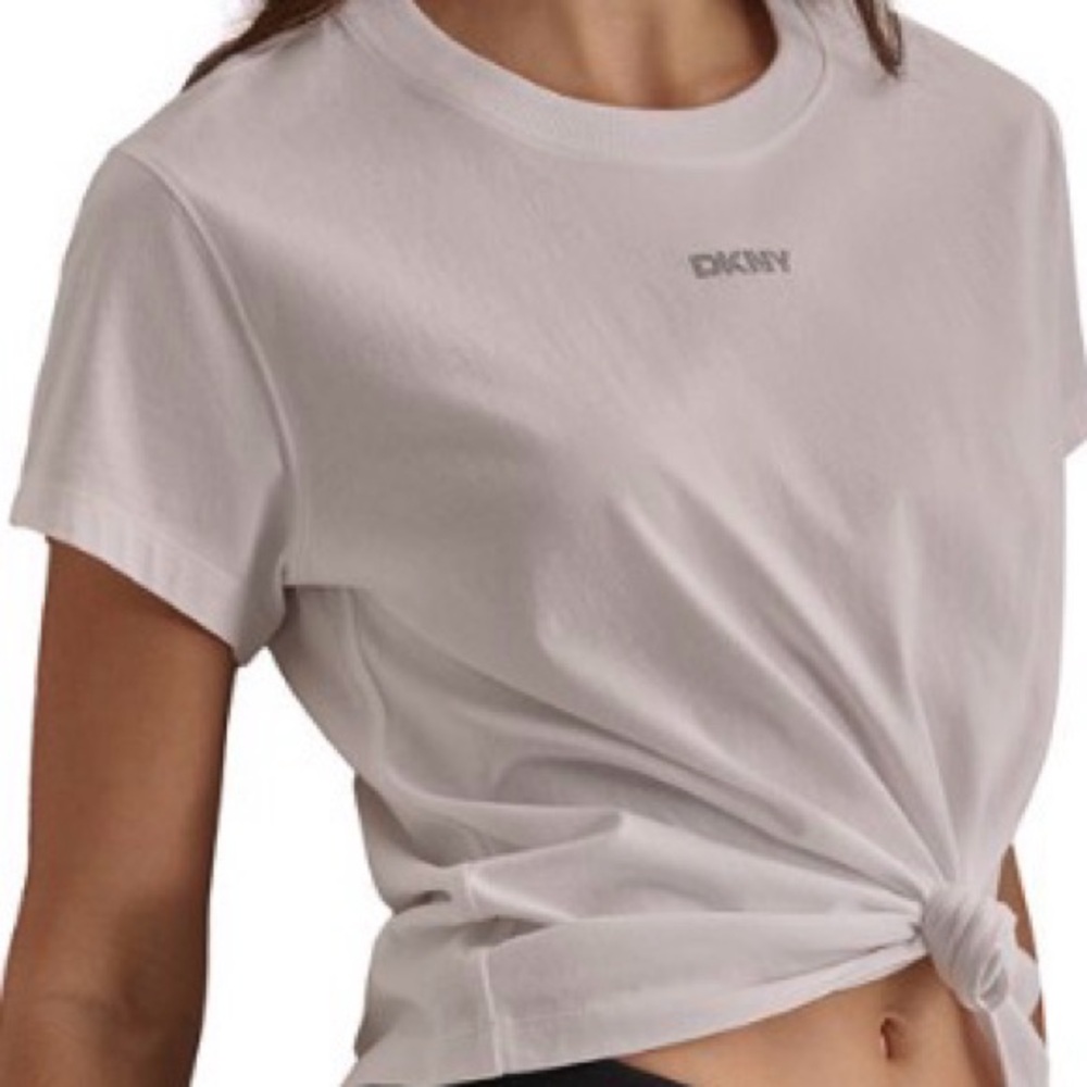 Free Yoga Bag W/Purchase NWT DKNY Compression Capri Leggings & Knot-Front T-Shir